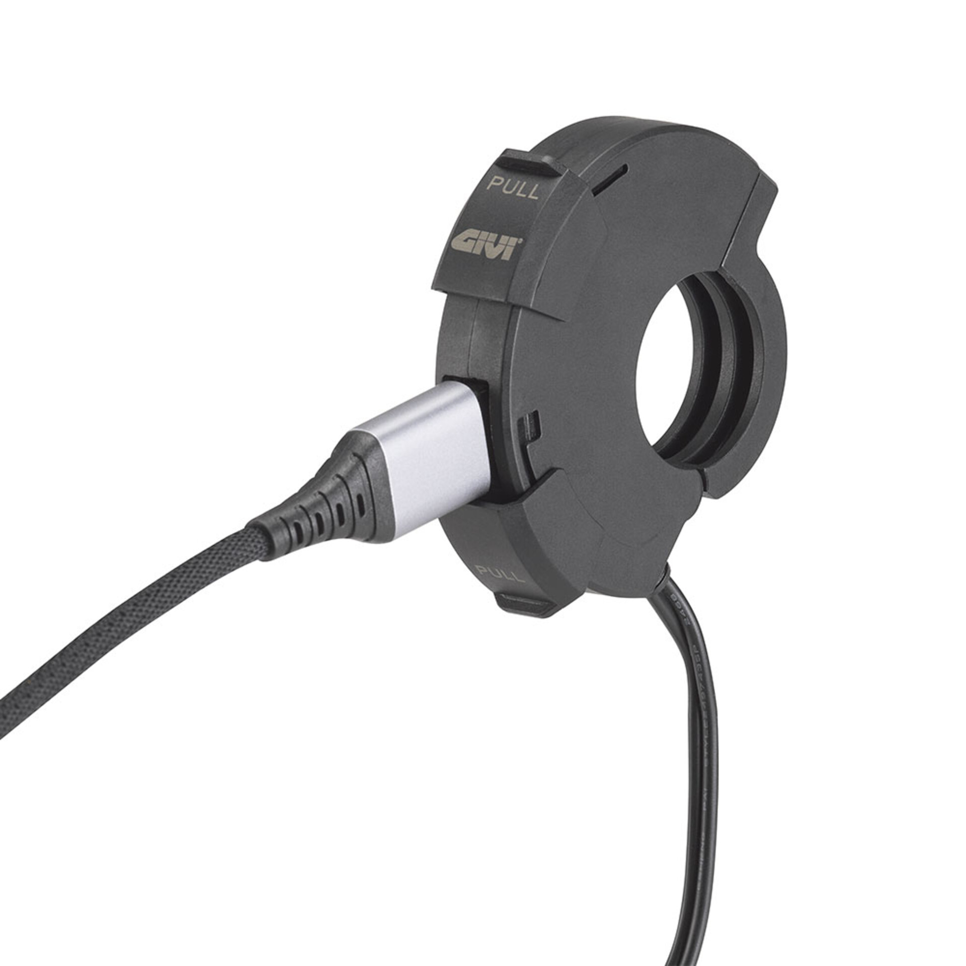 Presa elettrica USB e USB-C da manubrio per moto GIVI Presa elettrica USB e USB-C da manubrio, comprensiva di cablaggio con fusibile per il collegamento alla batteria della moto