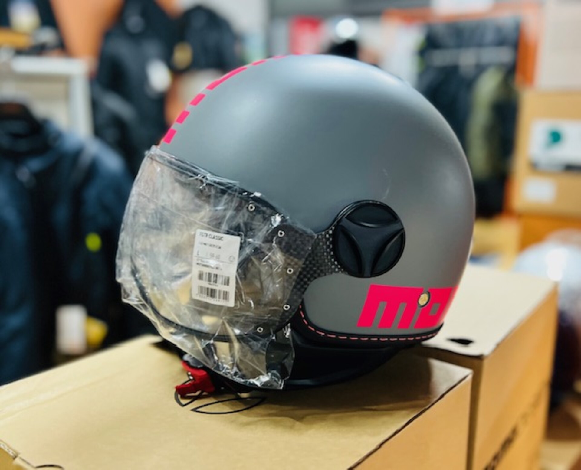 CASCO JET MOMODESIGN MOMODESIGN jet FGTR CLASSIC Fluo E2206 Grigio opaco / Fuxia fluo