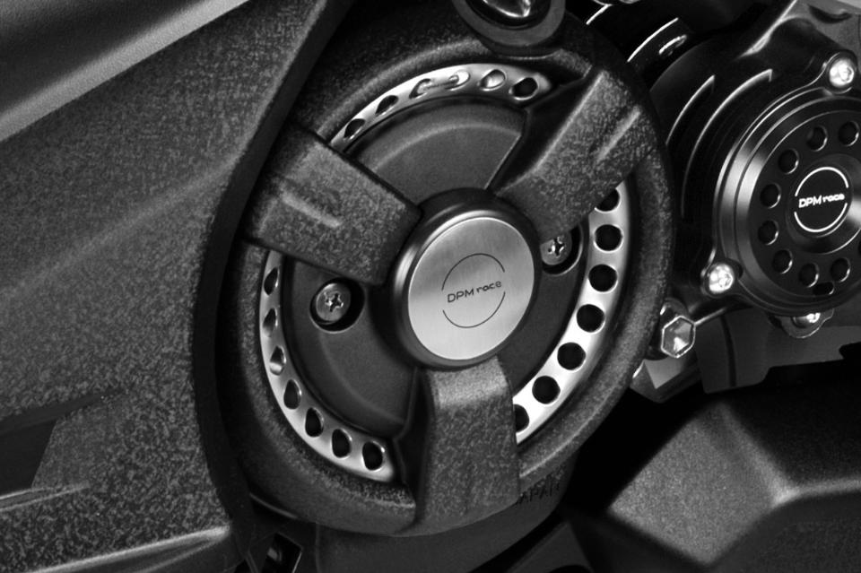 Copertura Cover Carter Motore Yamaha T-Max 530 2017/19 De Pretto Moto Alluminio/Acciaio inox Taglio Laser Spazzolato