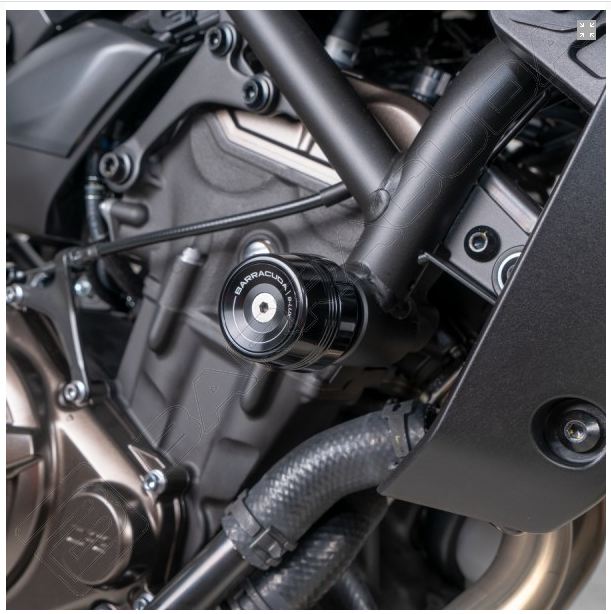 Kit Tamponi Paratelaio Yamaha MT-07 2018 - 2020 Barracuda PVC nero  distanziali in alluminio anodizzato