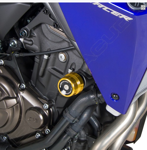 Kit Tamponi Paratelaio Yamaha  MT 07 Tracer 2018 - 2019 Barracuda PVC nero  distanziali in alluminio anodizzato