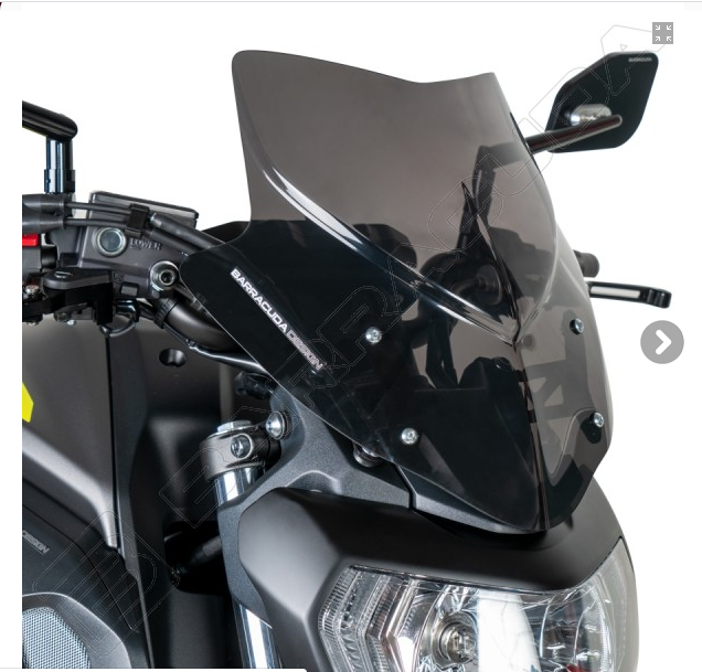 Cupolino Parabrezza Yamaha  MT-07 2018 - 2020 Barracuda AEROSPORT realizzato in plexiglass semitrasparente colore fume' scuro