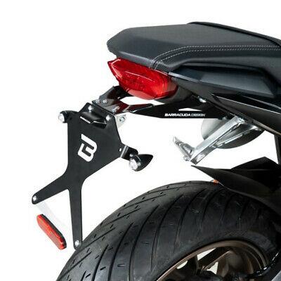 Kit Targa  Portatarga  Regolabile  Honda CBR650R 2017-2018 Barracuda Reclinabile Alluminio anodizzato nero con snodo in acciaio