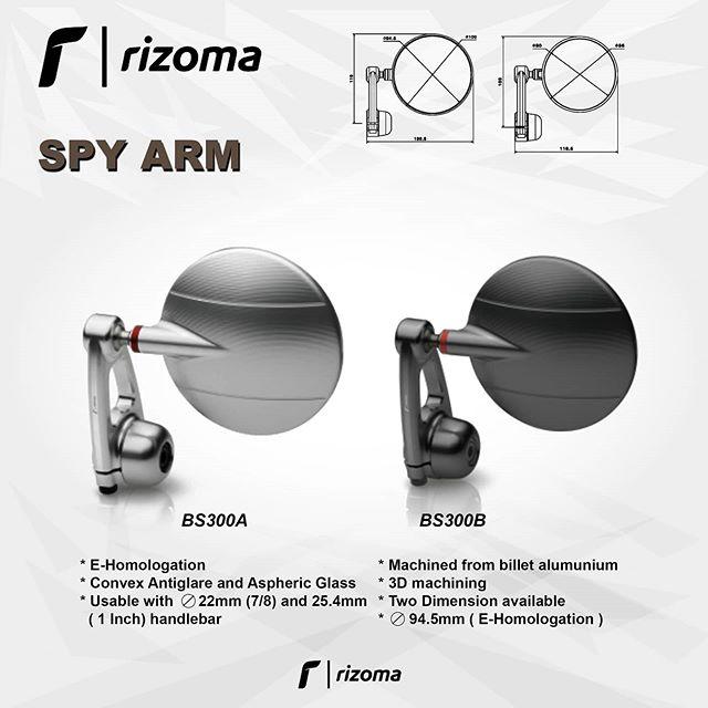Specchietto Retrovisore Moto Univrsale Omologato Tondo RIZOMA Vetro Convesso Antiabbagliante alluminio Ricavato Dal Pieno Lavorazione 3D
