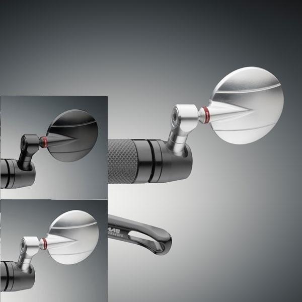 Specchietto Retrovisore Moto Univrsale Omologato Tondo RIZOMA SPY-R Vetro Convesso Antiabbagliante Lavorazione 3D Alluminio Ricavato dal Pieno