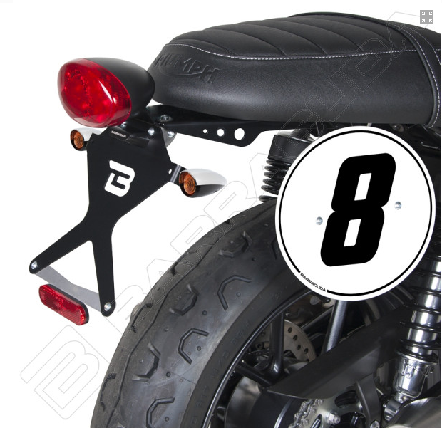 Kit Targa Street Twin 2015-2020 Barracuda ALLUMINIO - RECLINABILE - con SUPPORTO per faro posteriore ORIGINALE