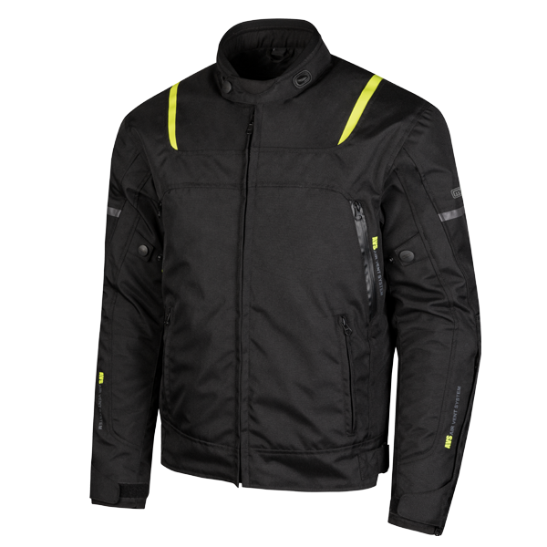 Giacca Moto con protezioni omologate MOORE STORM Nero Giallo Impermeabil Interno Termico St