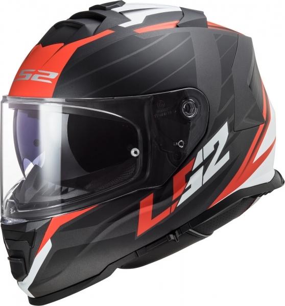 CASCO INTEGRALE MOTO DOPPIA VISIERA MATT BLACK RED LS2 STORM NERVE