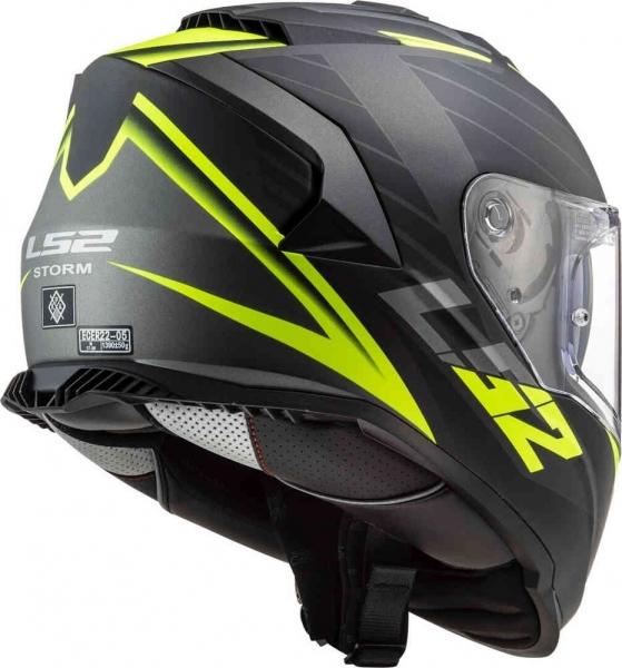 CASCO INTEGRALE MOTO DOPPIA VISIERA MATT BLACK YELLOW LS2 STORM NERVE FF 800