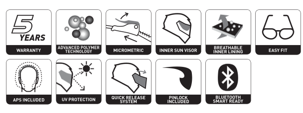 Casco modulare Moto Premier Delta Evo Delta AS 17 BM  Protezione UV OMOLOGATO PREMIER Delta Evo AS 17 BM