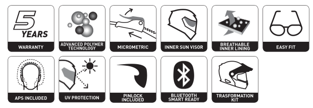 Casco modulare ADVENTURE Dual Sport Moto PREMIER X-TRAIL EVO XT 17 BM PREMIER