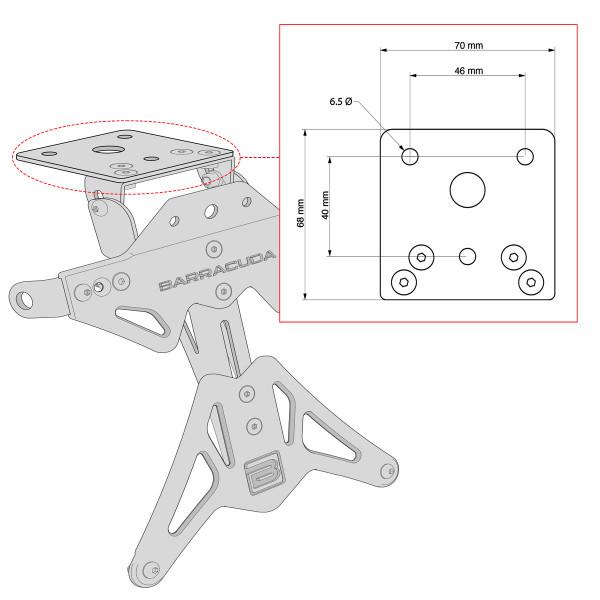 KIT TARGA  PORTATARGA UNIVERSALE   REGOLABILE PER  MOTO IN ALLUMINIO BARRACUDA UNIVERSALE