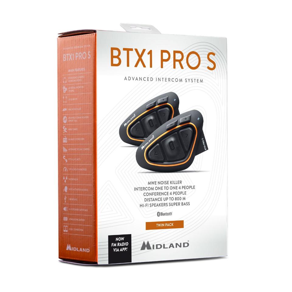 coppia Interfono per moto per tutti i tipi di casco MIDLAND BTX1  PRO  S    TWIN PACK