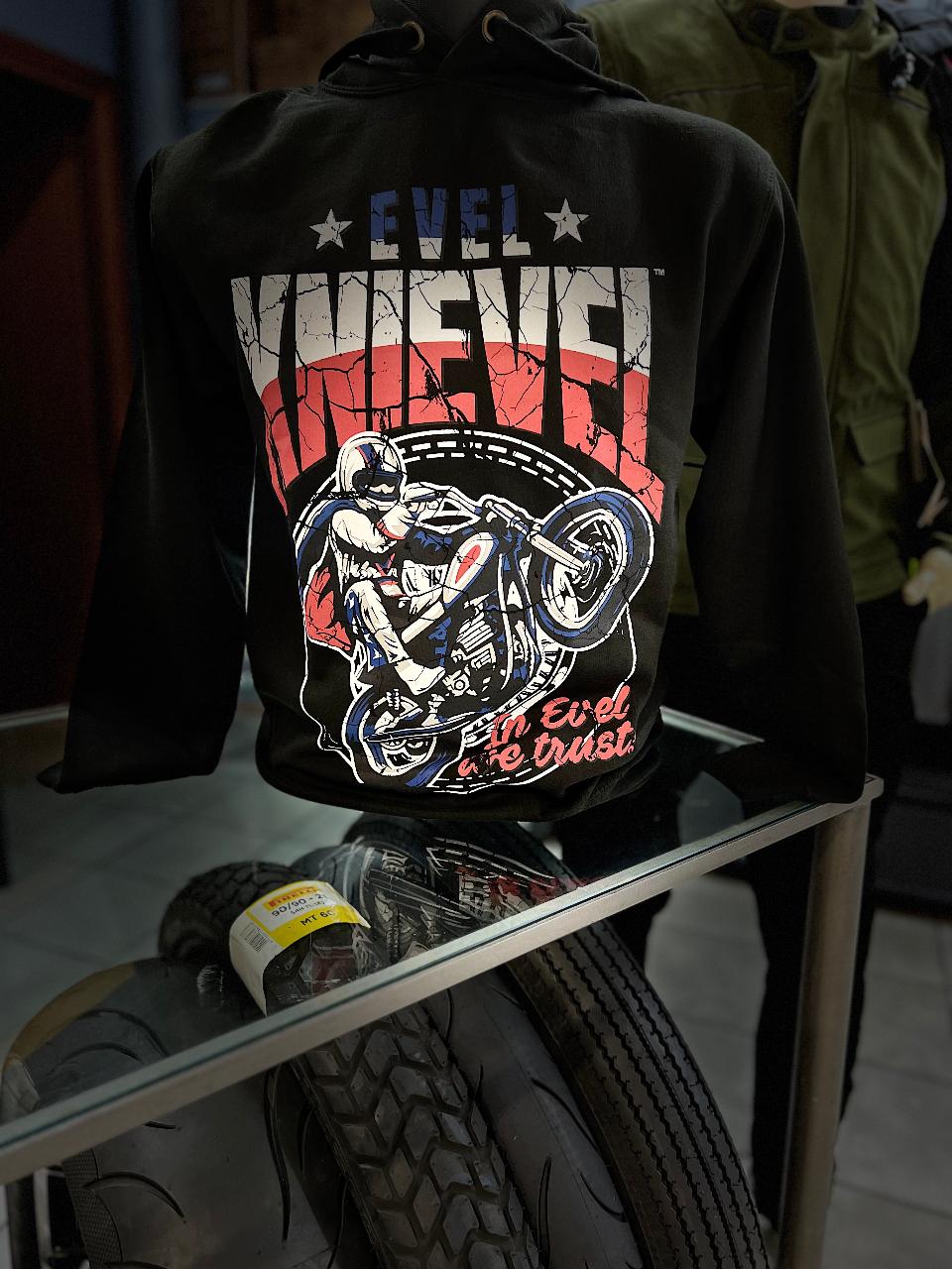 Felpa con cappuccio Evel Knievel Wheelie Epic Black Evel Knieve