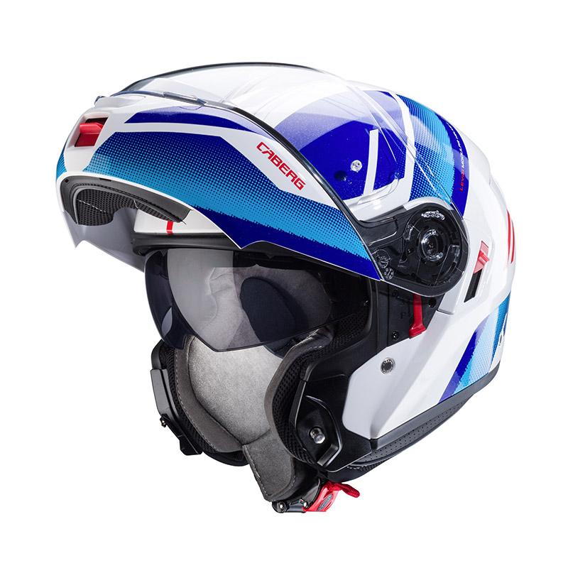 casco modulare apribile Caberg CABERG LEVO X MANTA WHITE/BLUE/RED