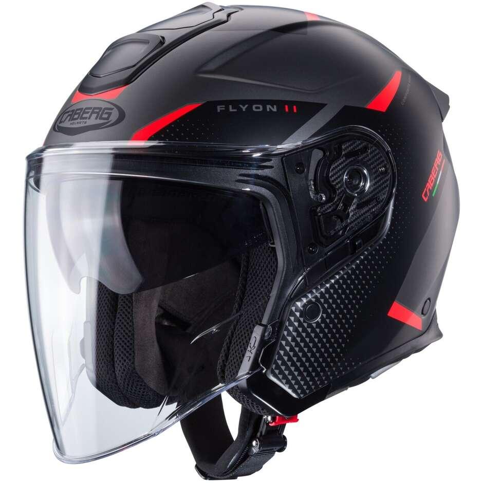 Casco Moto Jet Caberg FLYON II BOSS Opaco Grigio Rosso Nero Caberg FLYON II BOSS