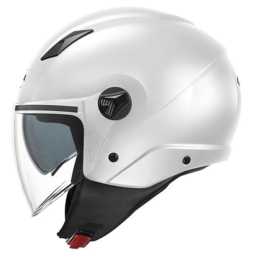 Casco demi jet bianco lucido in materiale termoplastico pratico e leggero kappa KV57