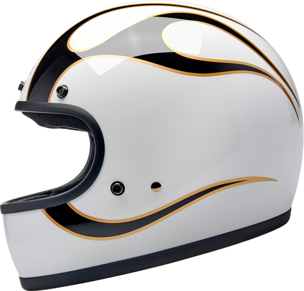 HELMET GRINGO W/B FLAM CASCO BITWELL BIANCO ORO E NERO BITWELL GRINGO
