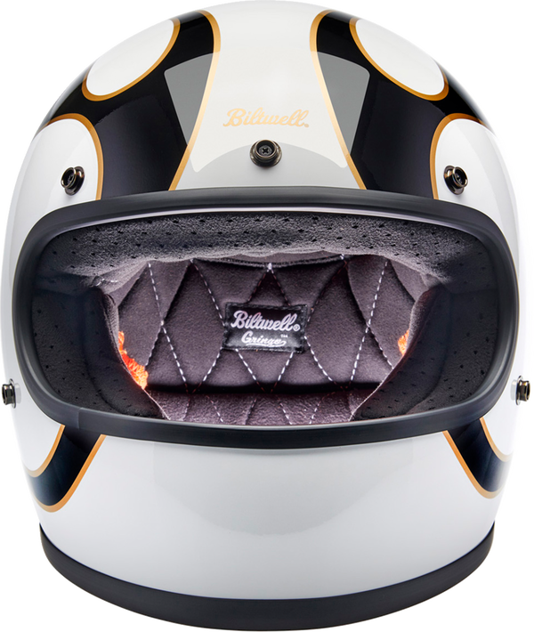 HELMET GRINGO W/B FLAM CASCO BITWELL BIANCO ORO E NERO BITWELL GRINGO