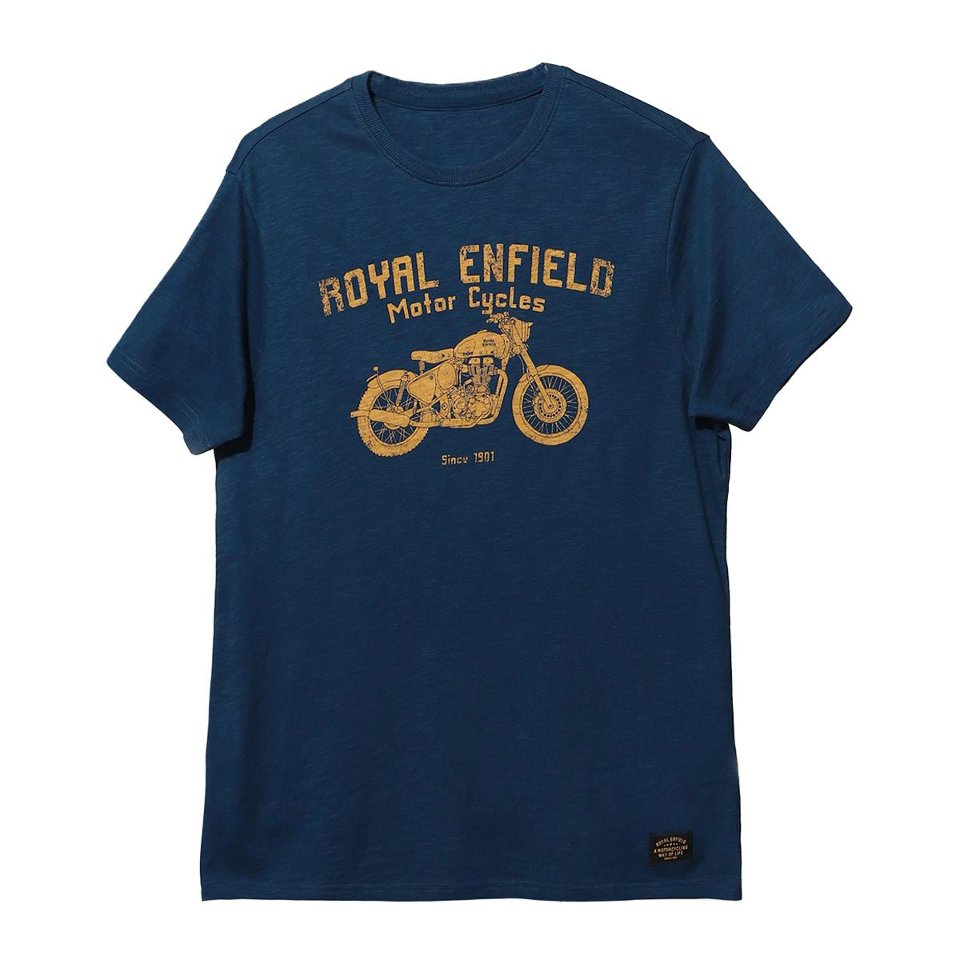 T-Shirt Royal Enfield Classic ROYAL ENFIELD Lino Stamp Blue