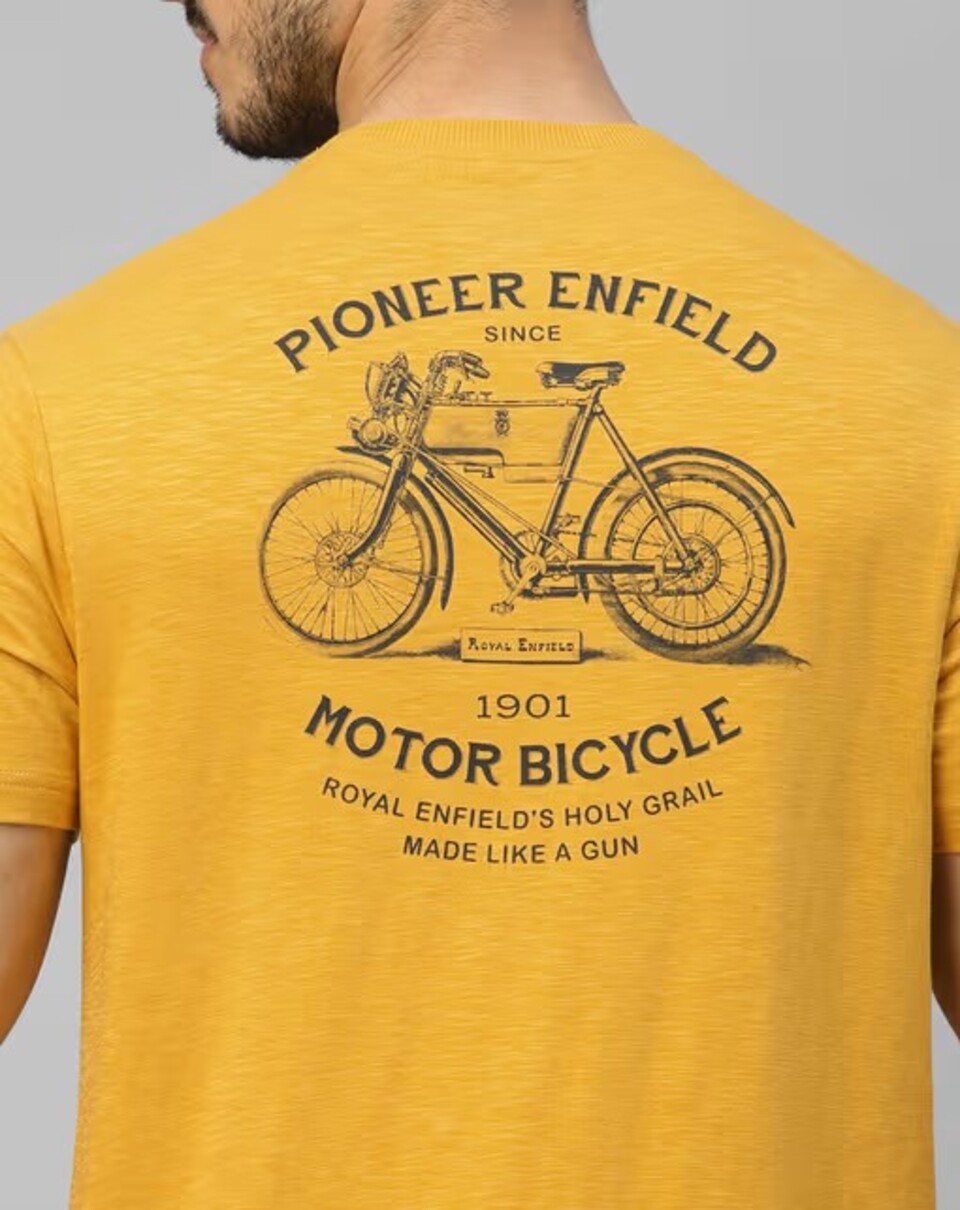 Maglietta  Motociclista Royal Enfield ROYAL ENFIELD MOTOR BICYCLE Mustard Regular Fit Printed Crew