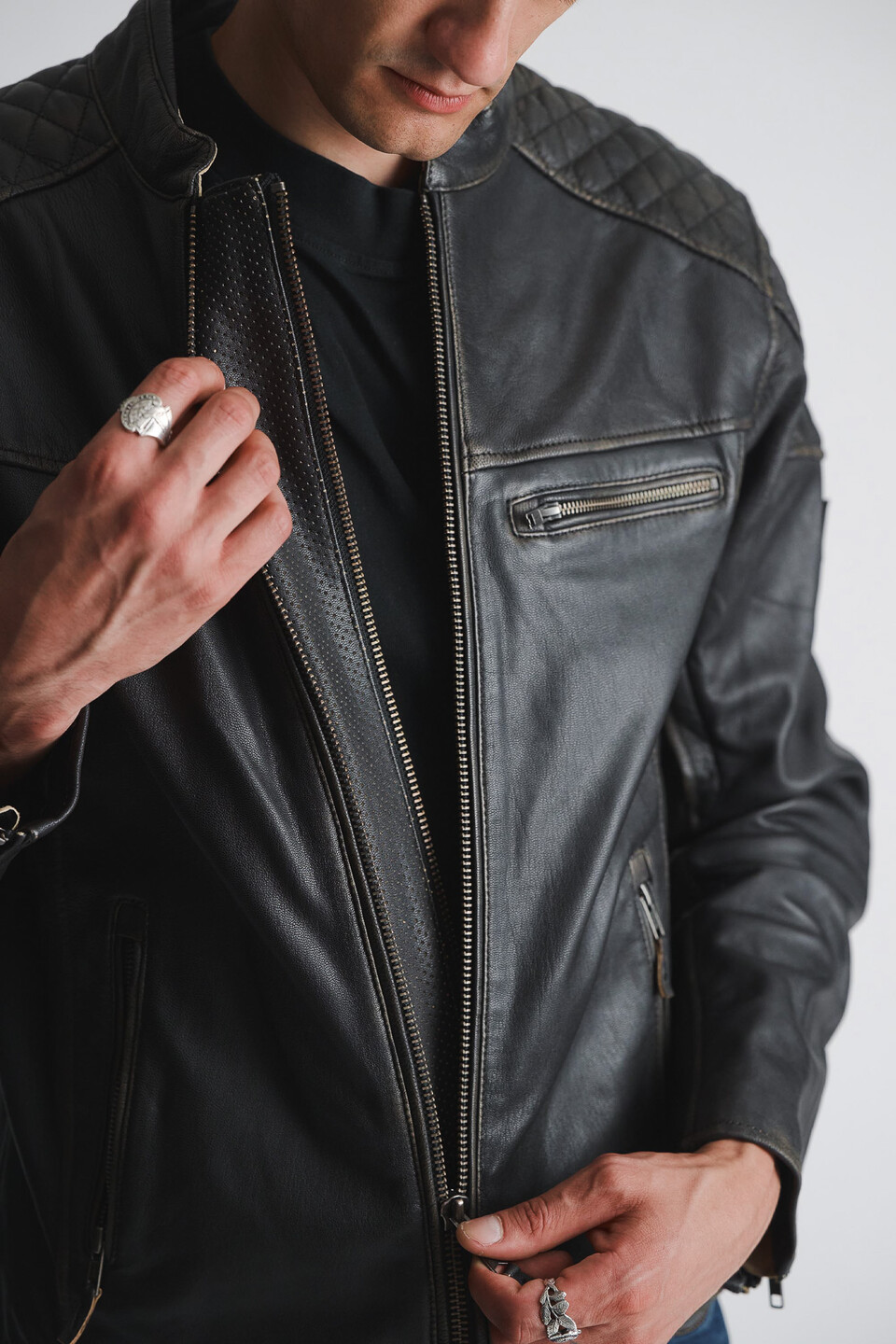 Giubbotto  uomo in pelle con protezioni Modeka Jacket Phinix Urban Leather Jacket