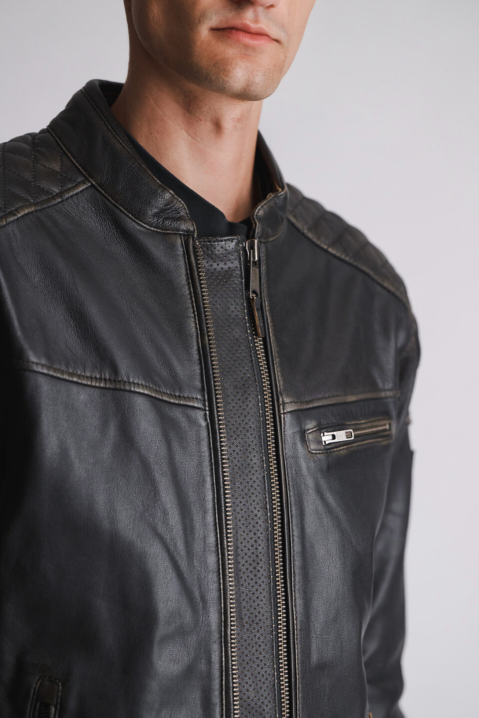 Giubbotto  uomo in pelle con protezioni Modeka Jacket Phinix Urban Leather Jacket