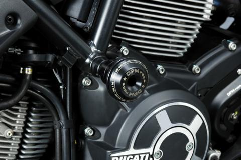 Tamponi paramotore Ducati Scrambler 400 UP De Pretto Moto Nylon Alluminio Ricavato Dal Pieno Finitura Naturale
