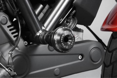 Tamponi paramotore Ducati Scrambler 400 UP De Pretto Moto Nylon Alluminio Ricavato Dal Pieno Finitura Naturale