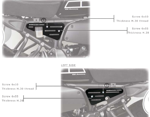 Kit Fianchetti Laterali Yamaha XSR 700 Barracuda Alluminio Anodizzato Nero