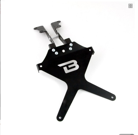 Kit Targa  Portatarga  Regolabile  Yamaha  Tracer 900 / GT Barracuda Reclinabile Alluminio anodizzato nero con snodo in acciaio