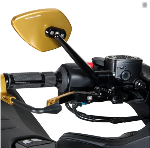 Attacco Specchio Manubrio Yamaha T - MAX 530 2017 - 2019 Barracuda alluminio CNC Nero