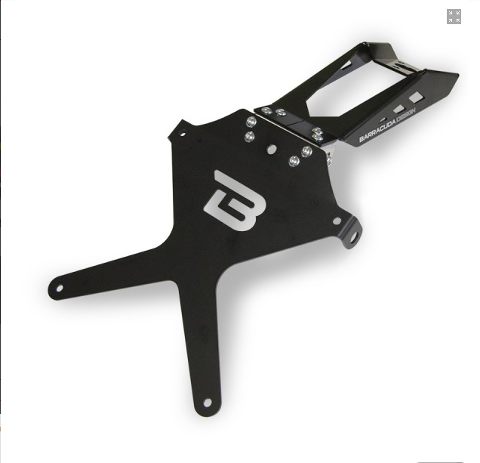 Kit Targa  Portatarga  Regolabile Yamaha R1 2015 - 2019 Barracuda Reclinabile Alluminio anodizzato nero con snodo in acciaio