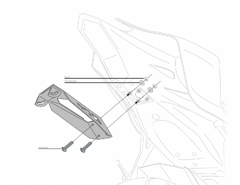 Kit Targa  Portatarga  Regolabile  Yamaha R6 2017-2019 Barracuda Reclinabile Alluminio anodizzato nero con snodo in acciaio