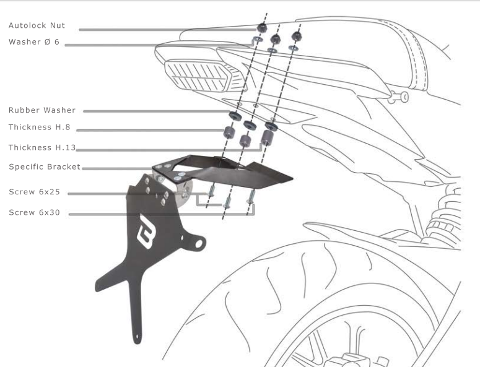 Kit Targa  Portatarga  Regolabile Honda CB650F 2017-2019 Barracuda Reclinabile Alluminio anodizzato nero con snodo in acciaio