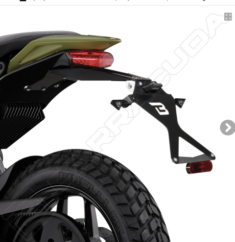 Kit Targa  Portatarga  Regolabile  Zero DS Barracuda Reclinabile Alluminio anodizzato nero con snodo in acciaio