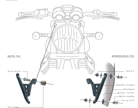 Cupolino Parabrezza Moto Guzzi V7 II Barracuda AEROSPORT realizzato in plexiglass semitrasparente colore fume' scuro