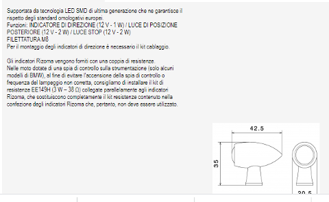 Freccia in alluminio multi funzione      ( FRECCIA STOP E POSIZIONE ) RIZOMA CLUB S
