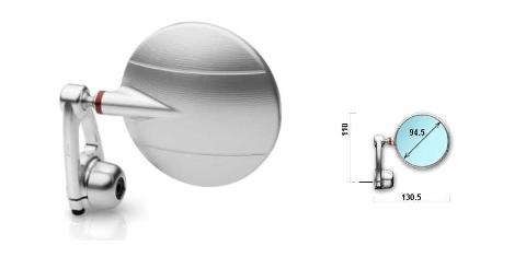 Specchietto Retrovisore Moto Univrsale Omologato Tondo RIZOMA Vetro Convesso Antiabbagliante alluminio Ricavato Dal Pieno Lavorazione 3D
