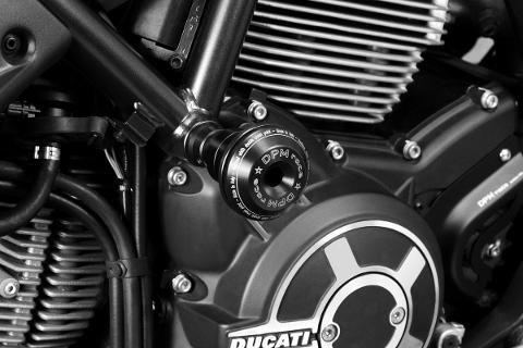 Kit Tamponi Paratelaio Ducati Scrambler 800 2015 De Pretto Moto Nylon Alluminio Ricavato Dal Pieno Finitura Naturale
