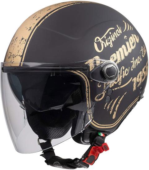 Casco jet Premier OPEN FACE ROCKER OR 19 BM CON INTERNI SFODERABILI E LAVABILI MINI JET Premier Rocker visor or 19 BM