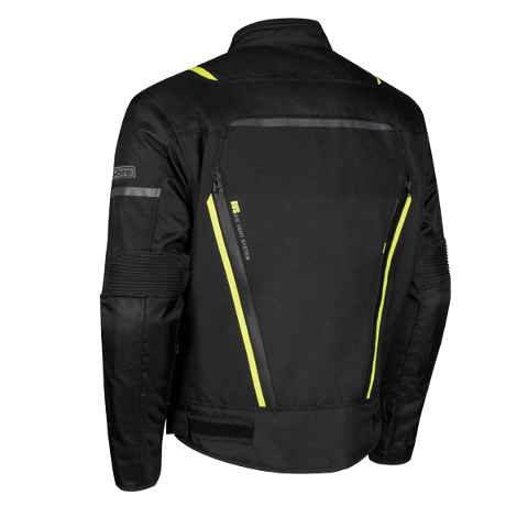 Giacca Moto con protezioni omologate MOORE STORM Nero Giallo Impermeabil Interno Termico St