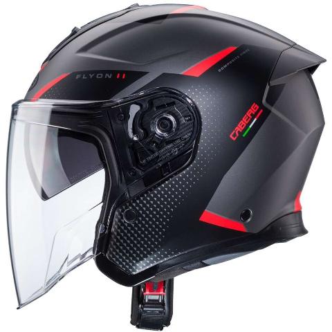 Casco Moto Jet Caberg FLYON II BOSS Opaco Grigio Rosso Nero Caberg FLYON II BOSS