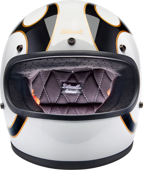 HELMET GRINGO W/B FLAM CASCO BITWELL BIANCO ORO E NERO BITWELL GRINGO