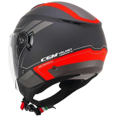 Casco Moto Jet CGM 126G IPER CITY Nero Rosso opaco cgm 126g iper city