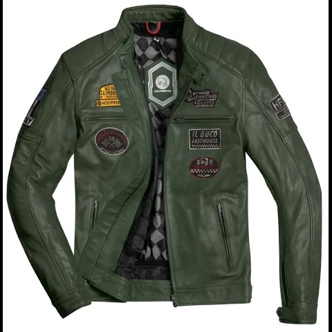 Giubbotto in pelle  moto con protezioni HOLYFREEDOM JACKET ZERO MILITARY GREEN EVOLUTION