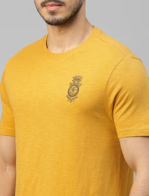 Maglietta  Motociclista Royal Enfield ROYAL ENFIELD MOTOR BICYCLE Mustard Regular Fit Printed Crew