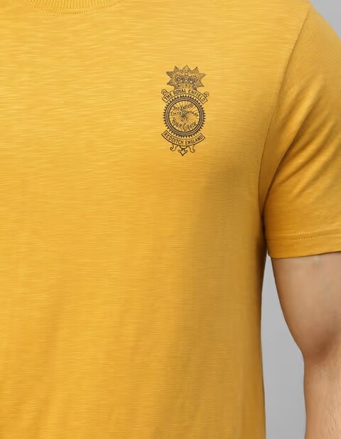 Maglietta  Motociclista Royal Enfield ROYAL ENFIELD MOTOR BICYCLE Mustard Regular Fit Printed Crew