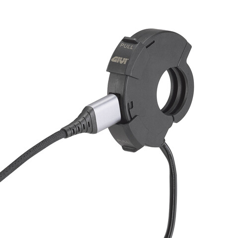 Presa elettrica USB e USB-C da manubrio per moto GIVI Presa elettrica USB e USB-C da manubrio, comprensiva di cablaggio con fusibile per il collegamento alla batteria della moto