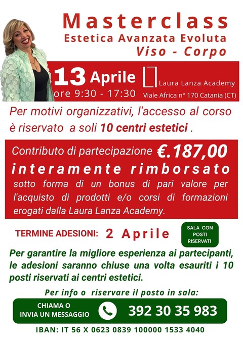 MASTERCLASS ESTETICA AVANZATA  13 APRILE 2026